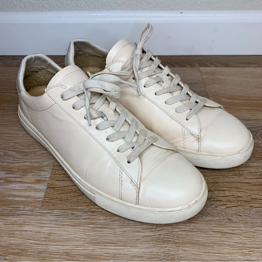 Clae Bradley Cream Leather Sneakers